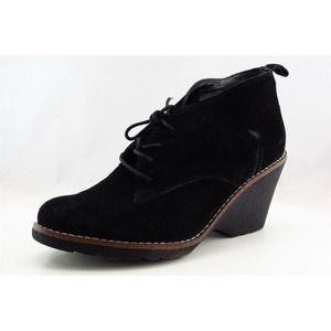 White Mountain Short Boots Black Leather Lace‎ Up Boots Women Sz 10 M